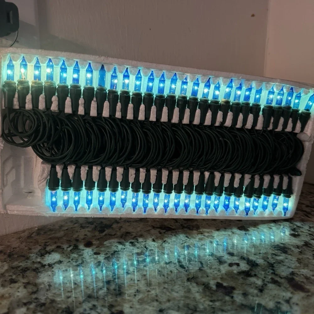 Vintage Holiday Home 50 Mini Blue‎ Christmas Light Set 25ft TESTED